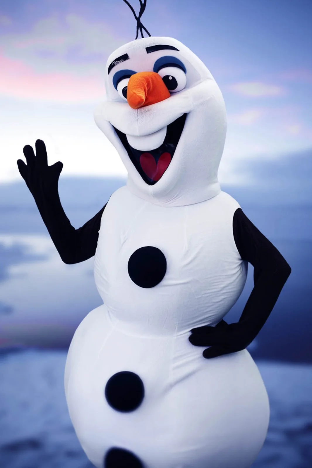 Snowman party character in Cincinnati