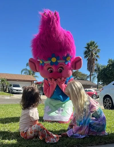 Pink Troll party character in Cincinnati